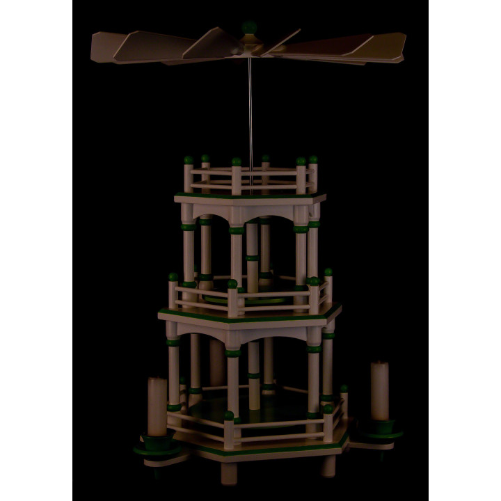 3-Tier Pyramid - White-Green - without Figurines - 35 cm / 13.8 inch