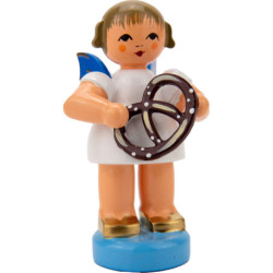Angel with Pretzel - Blue Wings - 6 cm / 2.4 inch