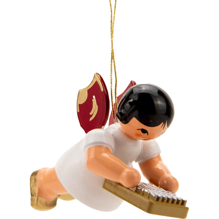 Tree Ornament - Floating Angel with Kalimba - Red Wings - 5,5 cm / 2.2 inch