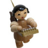 Christbaumschmuck Engel schwebend mit Kalimba - natur - 5,5 cm