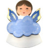 Magnetpin Engel mit Wolke - Blaue Flügel - 7,5 cm