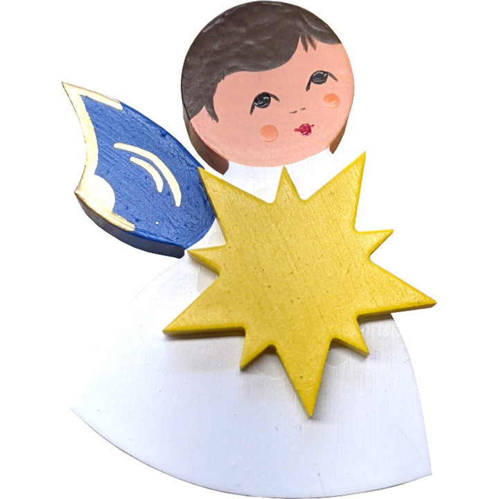 Fridge Magnets - 3 pcs. - Angels with Heart, Star, Cloud - Blue Wings - 7,5 cm / 3 inch