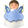 Magnetpins 3er-Set - Engel mit Herz, Stern, Wolke - Blaue Flügel - 7,5 cm