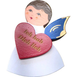 Fridge Magnets - 3 pcs. - Angels with Heart, Star, Cloud - Blue Wings - with Messages - 7,5 cm / 3 inch