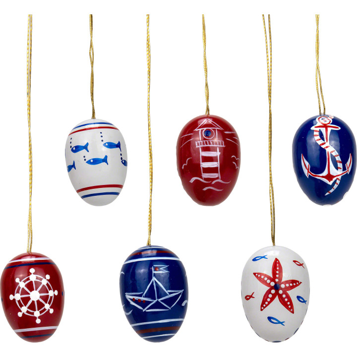 Easter Egg Set with Maritime Designs - 3,5 cm / 1.4 inch