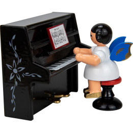 Angel at Black Piano - Blue Wings - 6 cm / 2.4 inch