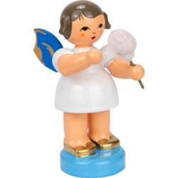 Engel mit Zuckerwatte - Blaue Flügel - stehend - 6 cm