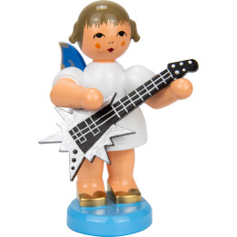 Angel with Star Guitar - Blue Wings - Standing - 9,5 cm / 3.7 inch