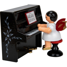 Angel at Black Piano - Red Wings - 6 cm / 2.4 inch