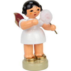 Engel mit Zuckerwatte - Rote Flügel - stehend - 6 cm