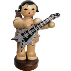 Angel Standing with Star Guitar - Natural Colors - 6 cm / 2.4 inch