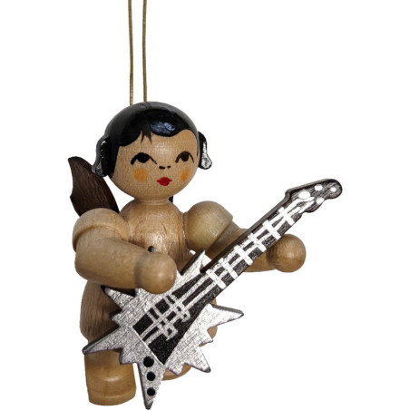 Christbaumschmuck Engel mit Sterngitarre - natur - schwebend - 5,5 cm