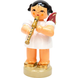 Angel with Recorder - Red Wings - Standing - 6 cm / 2.4 inch