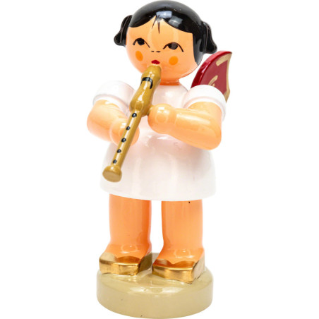 Angel with Recorder - Red Wings - Standing - 6 cm / 2.4 inch