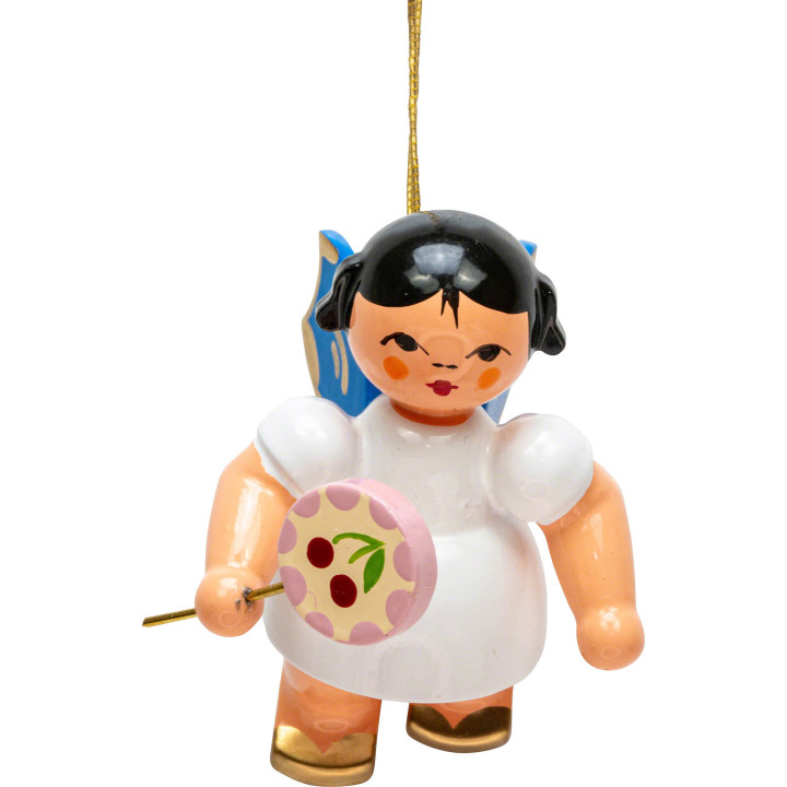 Tree Ornament - Angel with Lollipop - Blue Wings - Floating - 5,5 cm / 2.2 inch