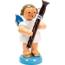 Engel mit Fagott - Blaue Flügel - stehend - 9,5 cm