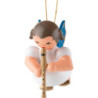Christbaumschmuck Engel mit Blockflöte - Blaue Flügel - schwebend - 5,5 cm