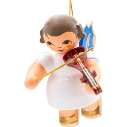 Tree Ornament - Angel with E-Violin - Blue Wings - Floating - 5,5 cm / 2.2 inch