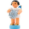 Engel mit Schneekristall - Blaue Flügel - stehend - 6 cm