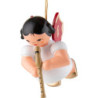 Christbaumschmuck Engel mit Blockflöte - Rote Flügel - schwebend - 5,5 cm