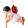Tree Ornament - Angel with Recorder - Red Wings - Floating - 5,5 cm / 2.2 inch