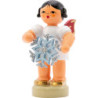 Angel with Snow Crystal - Red Wings - Standing - 6 cm / 2.4 inch