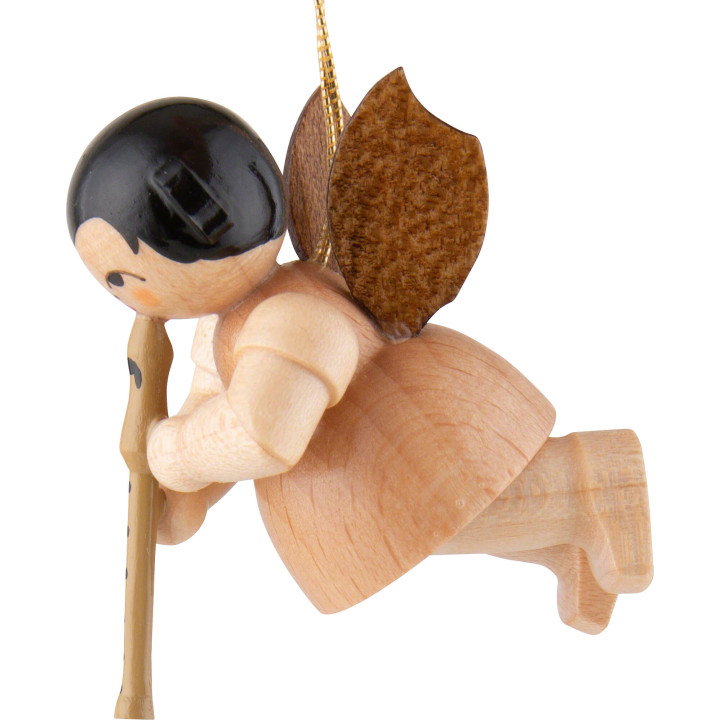 Tree Ornament - Angel with Recorder - Natural Colors - Floating - 5,5 cm / 2.2 inch
