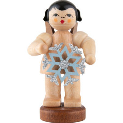Engel mit Schneekristall - natur - stehend - 6 cm
