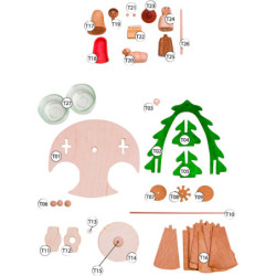 Bastelset 1-stöckige Pyramide mit Krippefiguren - 18 cm