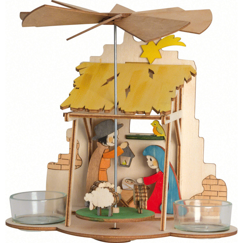 Bastelset 1-stöckige Wandpyramide mit Krippe - 18 cm