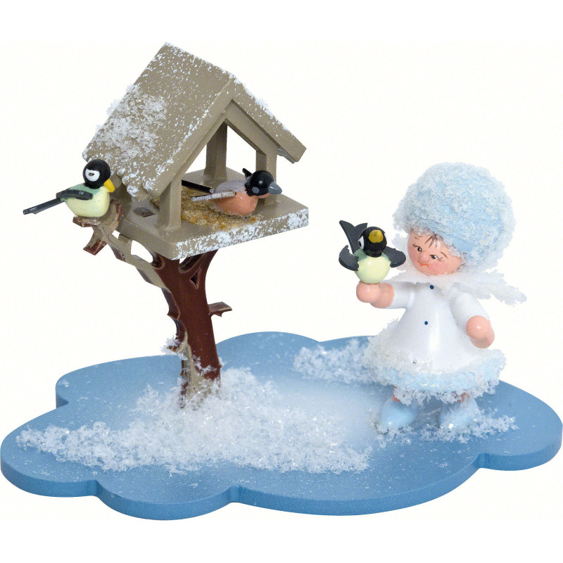 Schneeflöckchen mit Futterhaus - 10x7x6 cm