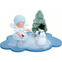 Schneeflöckchen mit Schneemann - 10x7x6 cm