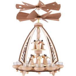 2-Tier Pyramid - Angels with Two Counter Rotating Winged Wheels - 43 cm / 17 inch