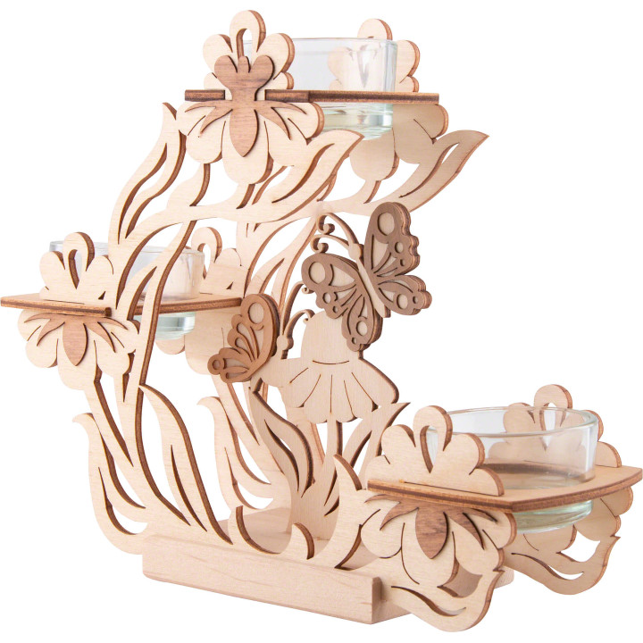 Tea Light Candle Holder - Flowers and Butterflies - 17 cm / 6.7 inch