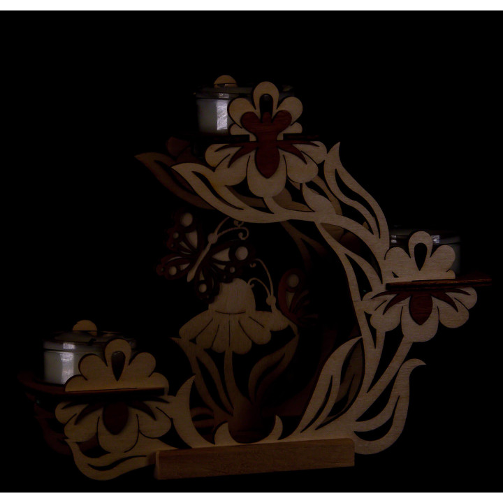 Tea Light Candle Holder - Flowers and Butterflies - 17 cm / 6.7 inch