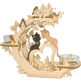 Teelichtkranz Zwei Kätzchen - 17 cm