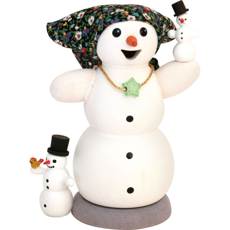 Räuchermännchen Schneefrau mit 2 Kindern - 13 cm