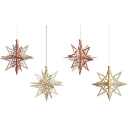 Christbaumschmuck Sterne 3D - 4er-Set - 7 cm