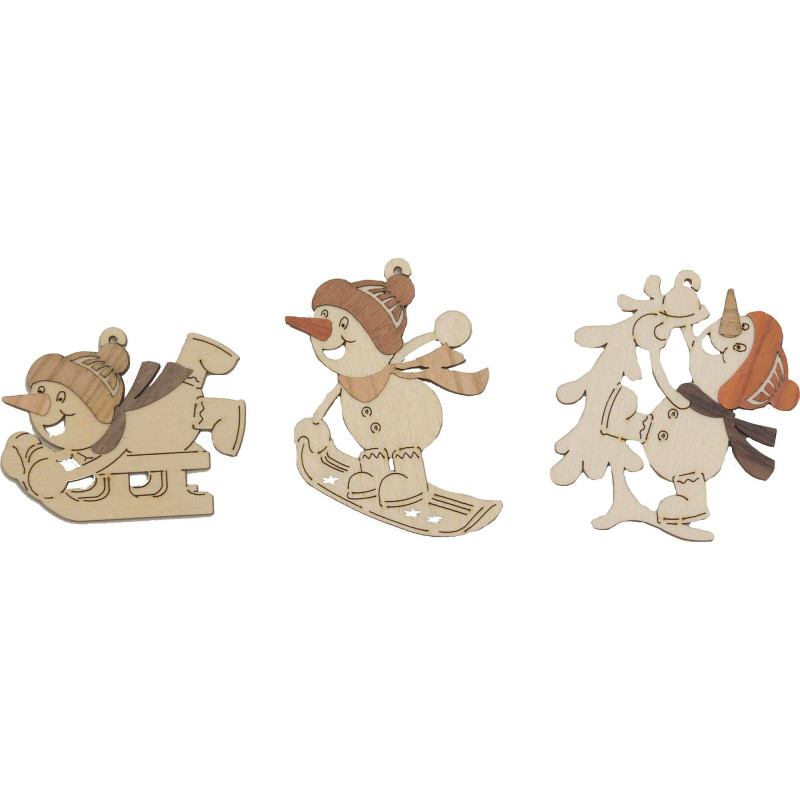 Christbaumschmuck Schneemann Sportler - Schlittenfahrer & Co - 6er-Set - 7 cm
