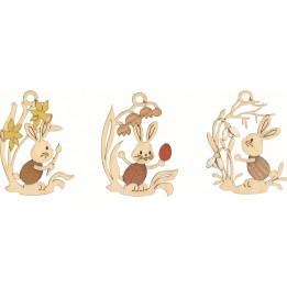 Easter Ornament - Snubby with Flower, 6 pcs. - 6,5 cm / 2.6 inch