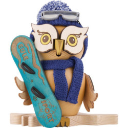 Smoker - Owl with Snow Board - 15 cm / 5.9 inch