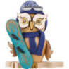 Smoker - Owl with Snow Board - 15 cm / 5.9 inch