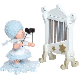 Schneeflöckchen mit Glockenspiel - 7 cm