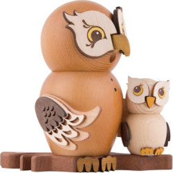 Räuchereule mit Kind - 15 cm