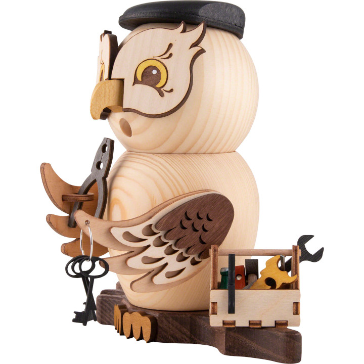 Räuchereule Handwerker - 15 cm