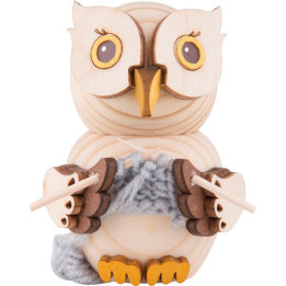 Mini Owl with Knitting - 7 cm / 2.8 inch