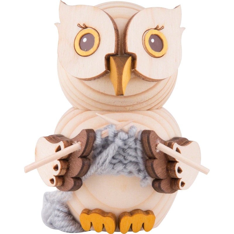 Mini Owl with Knitting - 7 cm / 2.8 inch