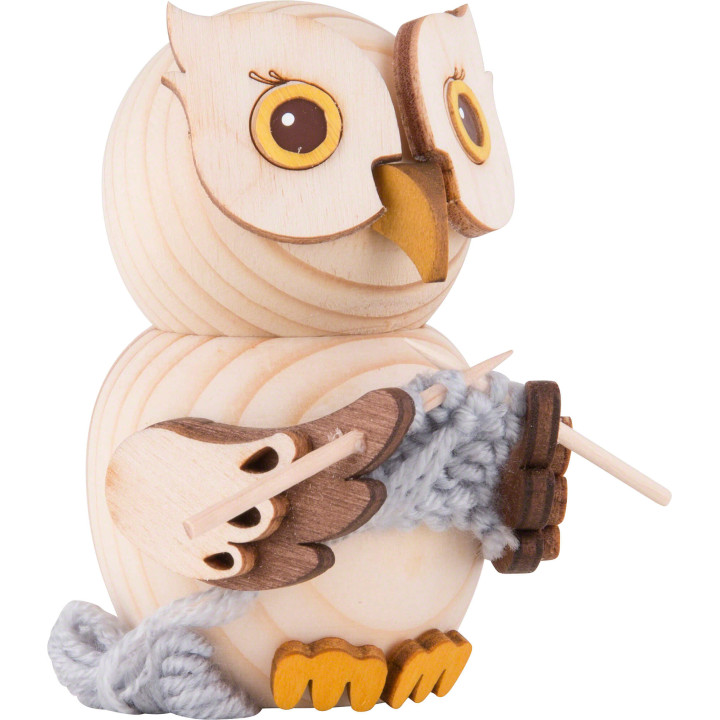 Mini Owl with Knitting - 7 cm / 2.8 inch
