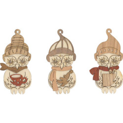 Christbaumschmuck Wintereulen - 6er-Set - 7 cm