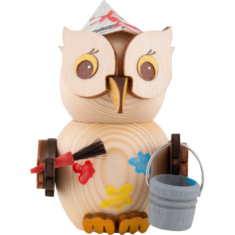 Mini Owl Painter - 7 cm / 2.8 inch